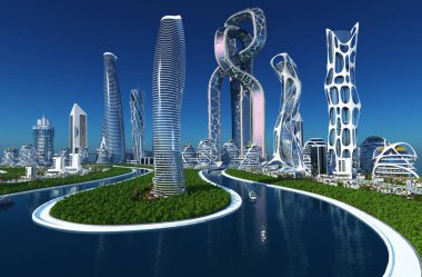 3D şehir görüntüleme panoraması