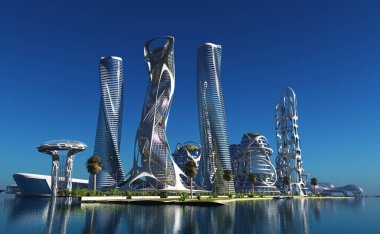 3D şehir görüntüleme panoraması