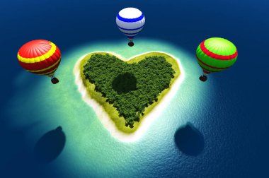 Adanın üzerinde balon. .3d oluşturma