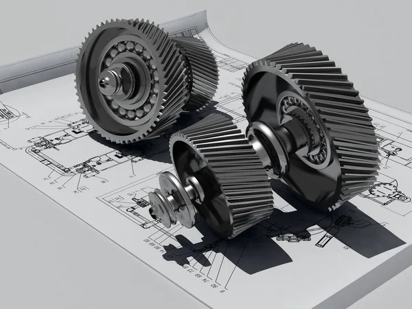 白色背景上的金属 3D渲染 — 图库照片