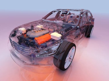 Pembe arka planda model arabalar. 3d hazırlayıcı