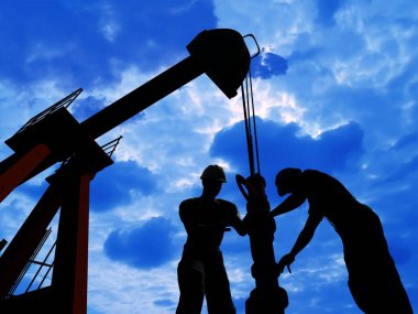 İşçiler petrol üretir., 3D üretir.