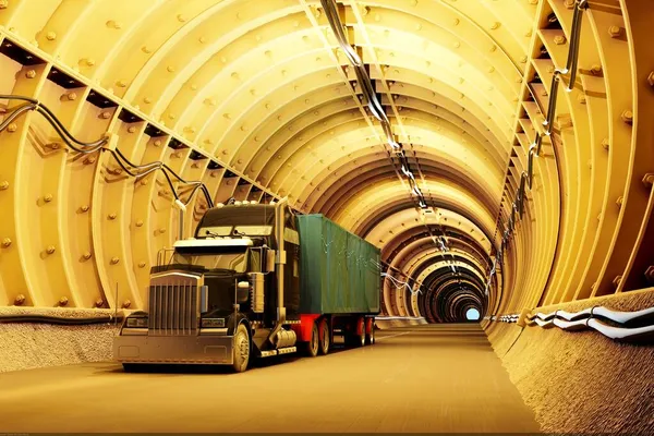 Camion Dans Tunnel Rendu — Photo
