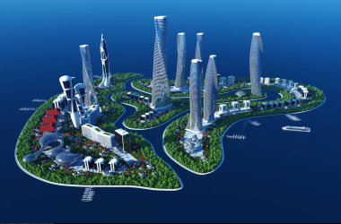 Modern island.3d üzerinde bina render