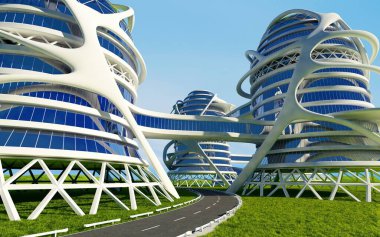 3D modern şehir görüntüsü