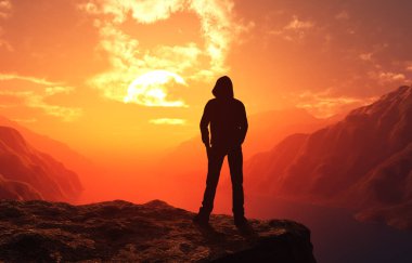 Doğadaki insan silueti 3D görüntüsü