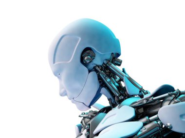 Beyaz arkaplandaki robot, 3D görüntüleme