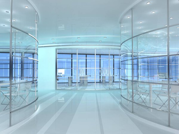Интерьер современного офиса., 3D рендеринг