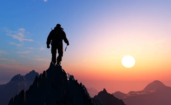 山の中で登る 3Dレンダリング — ストック写真