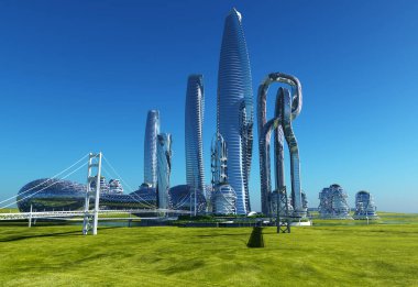 Şehrin en üst görüntüsü... 3D görüntüleme