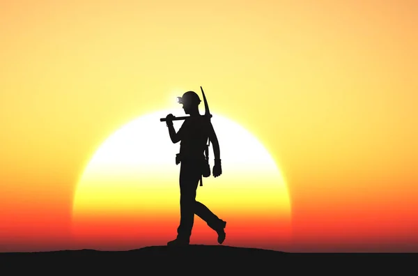 Silhouettes Workers Background Sky Render — Fotografia de Stock