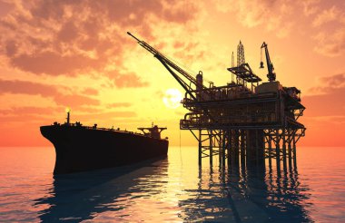 Tanker denizde, 3D görüntüleme.