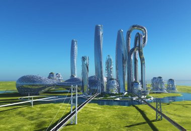 Şehrin en üst görüntüsü... 3D görüntüleme