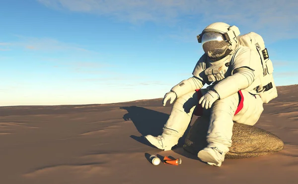 Astronauta Fundo Planeta Render — Fotografia de Stock