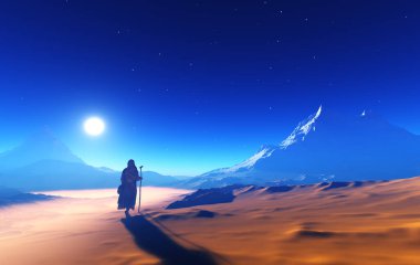 Rahip piously mountain.3d üzerinde render