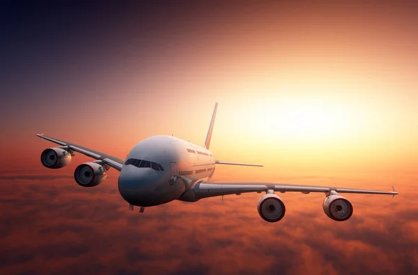 Avión Pasajeros Sobre Las Nubes Renderizar —  Fotos de Stock