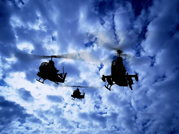 Grupo Helicópteros Militares Render — Fotografia de Stock