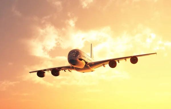 Пассажирский Самолет Над Облаками Рендеринг — стоковое фото