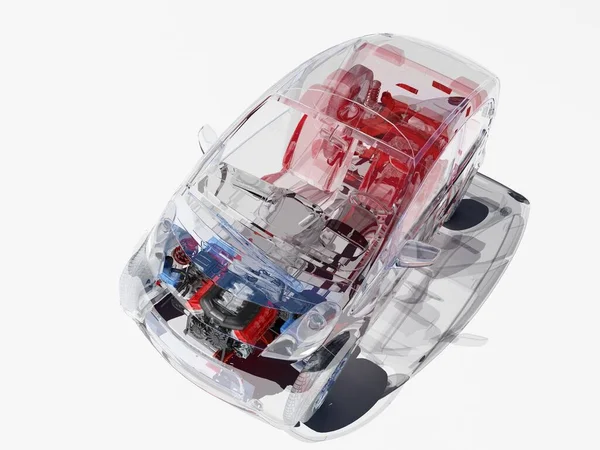 Модель Автомобилей Белом Фоне Рендеринг — стоковое фото