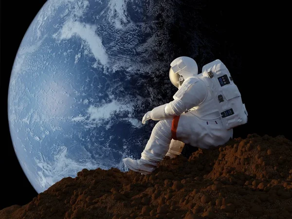 Astronaut Achtergrond Van Planeet Elemen Image Furnished Nasa Render — Stockfoto