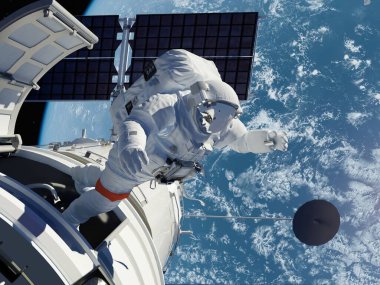 Astronot kapaktan uzaya gider. 