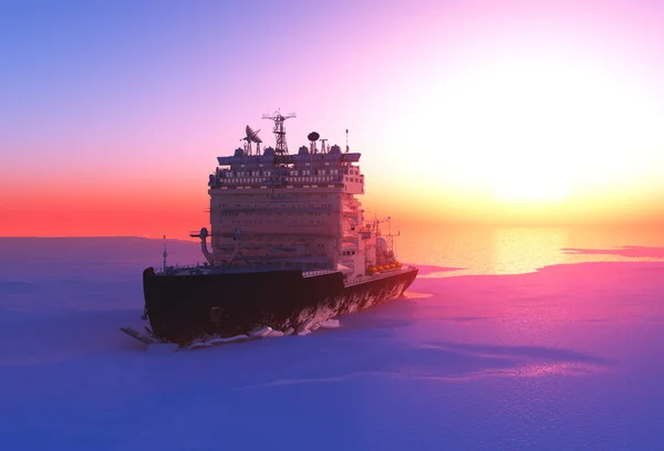 Icebreaker Ship Ice Sea Render — Stock Photo, Image