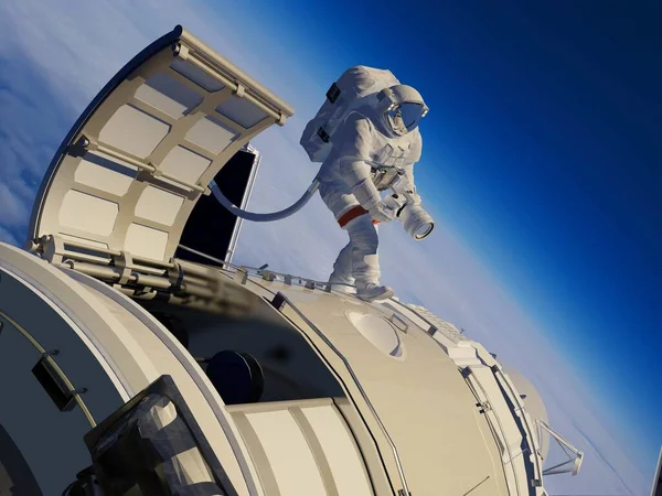 Astronaut Goes Hatch Space Render — Stock Photo, Image