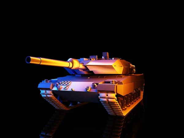 Vojenský Tank Černém Pozadí Vykreslení — Stock fotografie