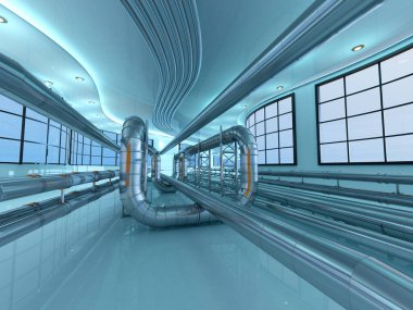 Modern endüstriyel iç mimari, 3D.