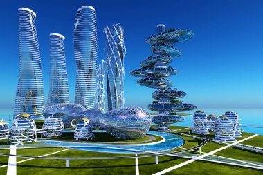 3D modern şehir görüntüsü