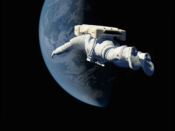 Астронавт Пролетает Над Планетой Elemen Image Furnished Nasa Render — стоковое фото