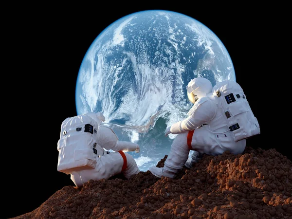 Astronauta Fundo Planeta Elemen Desta Imagem Fornecida Pela Nasa Render — Fotografia de Stock