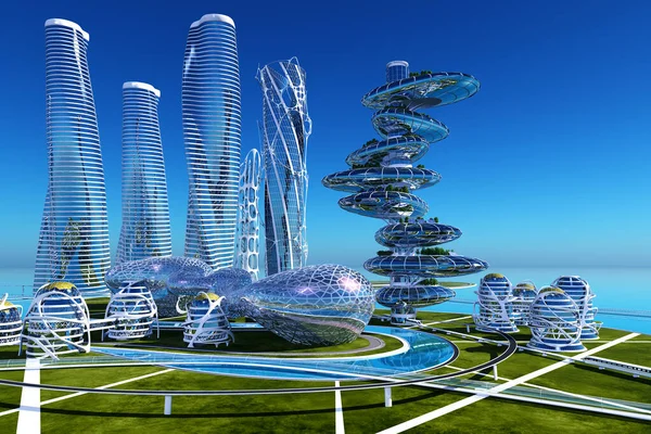 3D modern şehir görüntüsü