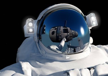 Astronot üzerinde bir siyah arka plan., 3d render