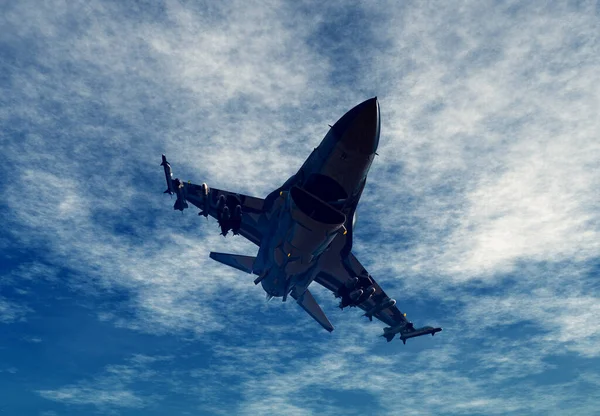 Avión Reacción Sobre Fondo Del Cielo Render — Foto de Stock