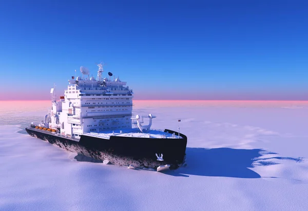 Ijsbreker Schip Het Ijs Zee Renderen — Stockfoto