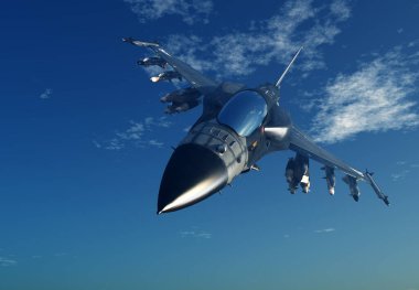 Gökyüzünün arka planındaki jet uçağı, 3D görüntüleme