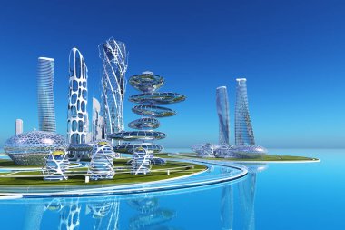 3D şehir görüntüleme panoraması