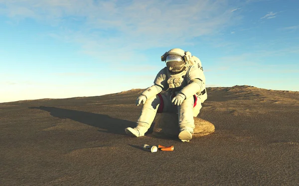Astronauten Bakgrunden Planeten Återge — Stockfoto