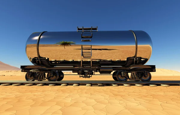 Tanque Combustible Desierto Render — Foto de Stock