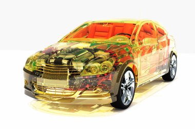 Beyaz arkaplanda cam otomatik... 3D görüntüleme