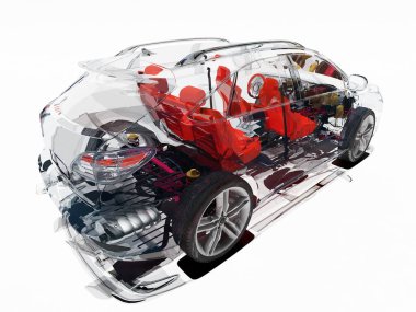 Beyaz arkaplanda cam otomatik... 3D görüntüleme