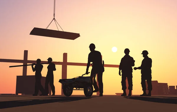 Human Figures Builders Sky Render — Stock Photo, Image