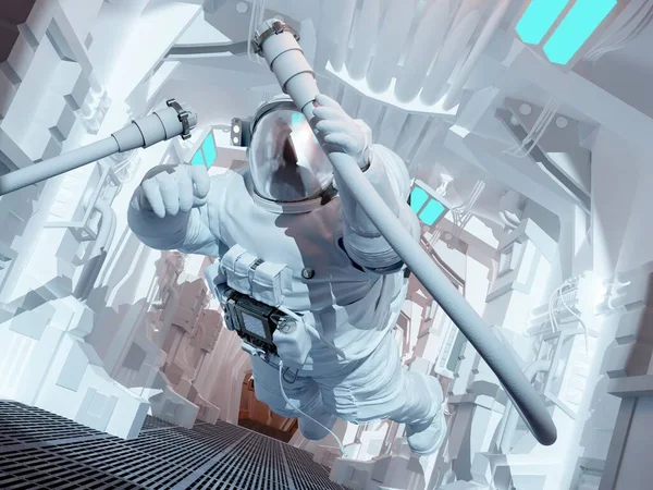 Astronaut Gaat Door Het Luik Ruimte Elemen Van Deze Afbeelding — Stockfoto