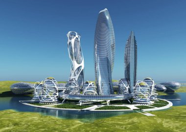 3D şehir görüntüleme panoraması