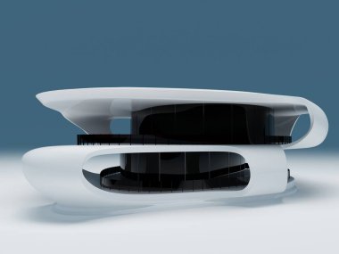 Beyaz arkaplandaki bir kulübenin grafiksel temsili.