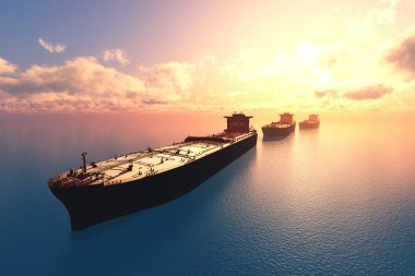 Toplu tankerler denize doğru hareket ediyor.