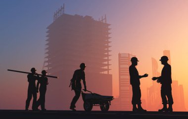 Sky.3d insan figürleri inşaatçılar render