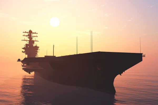 Krigsfartyg Till Sjöss Återgivning — Stockfoto