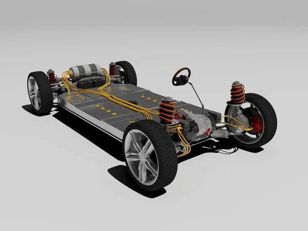 Electric car model on a white background..3d render